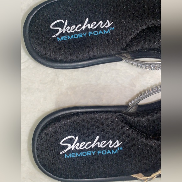 Skechers Women's Black and Gold Sandals - Picture 3 of 8